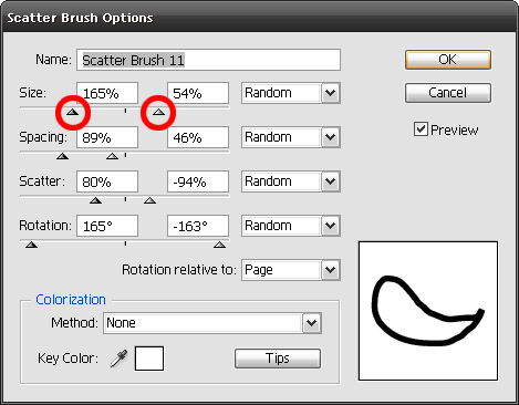 scatter brush parameters