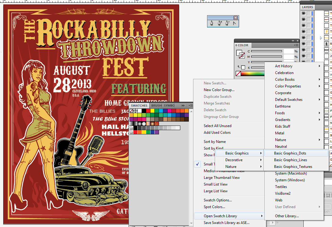 Create a Rockabilly Poster With Vector Set 22 - Pinup lines color change