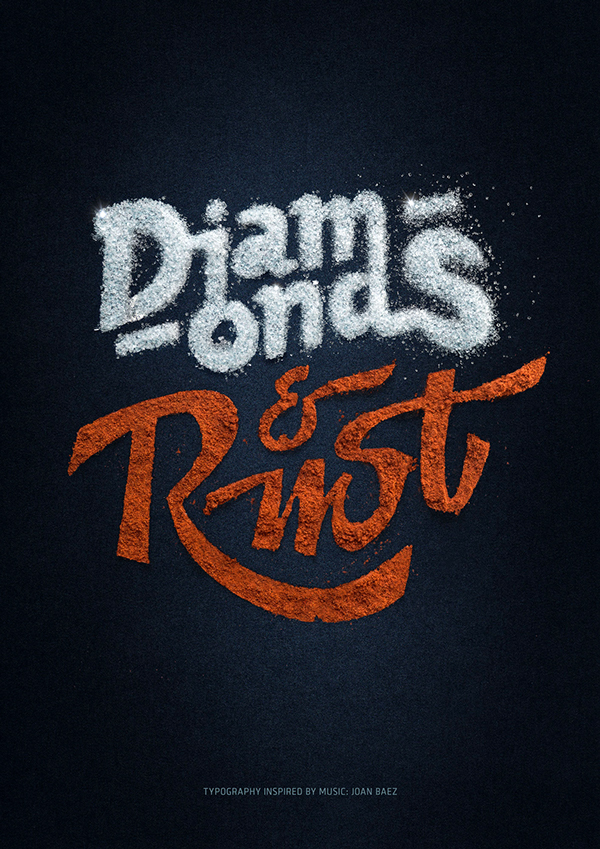 "Diamonds and Rust" Typography Poster by Alex Timokhovsky and Lignature Collective