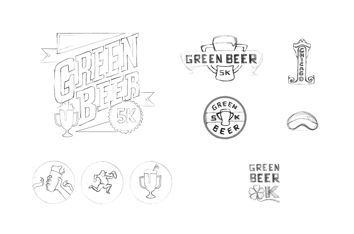 Green Beer 5K Logo Design Sketches