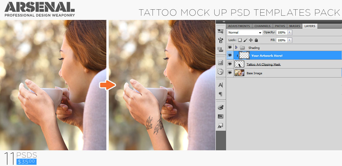 Download Introducing The Tattoo Mockup Photoshop Templates Pack PSD Mockup Templates